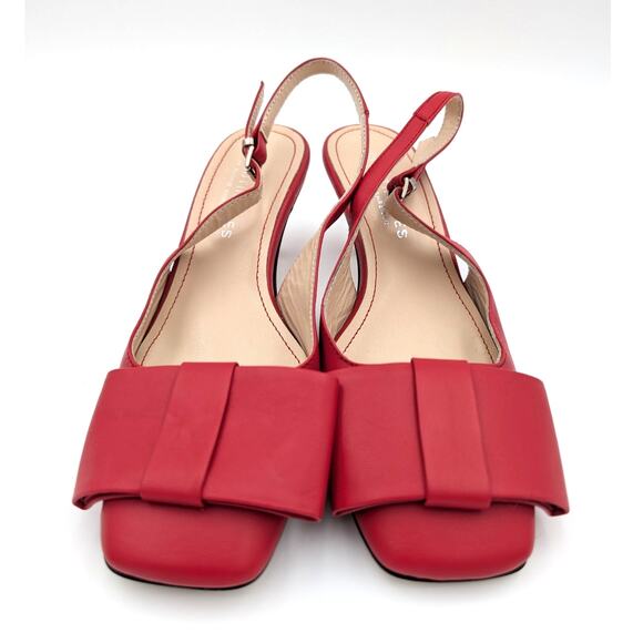 Beautiisoles Makayla Red Leather Comfortable Kitten Heel Women's Size US7 EU38 - Picture 2 of 11